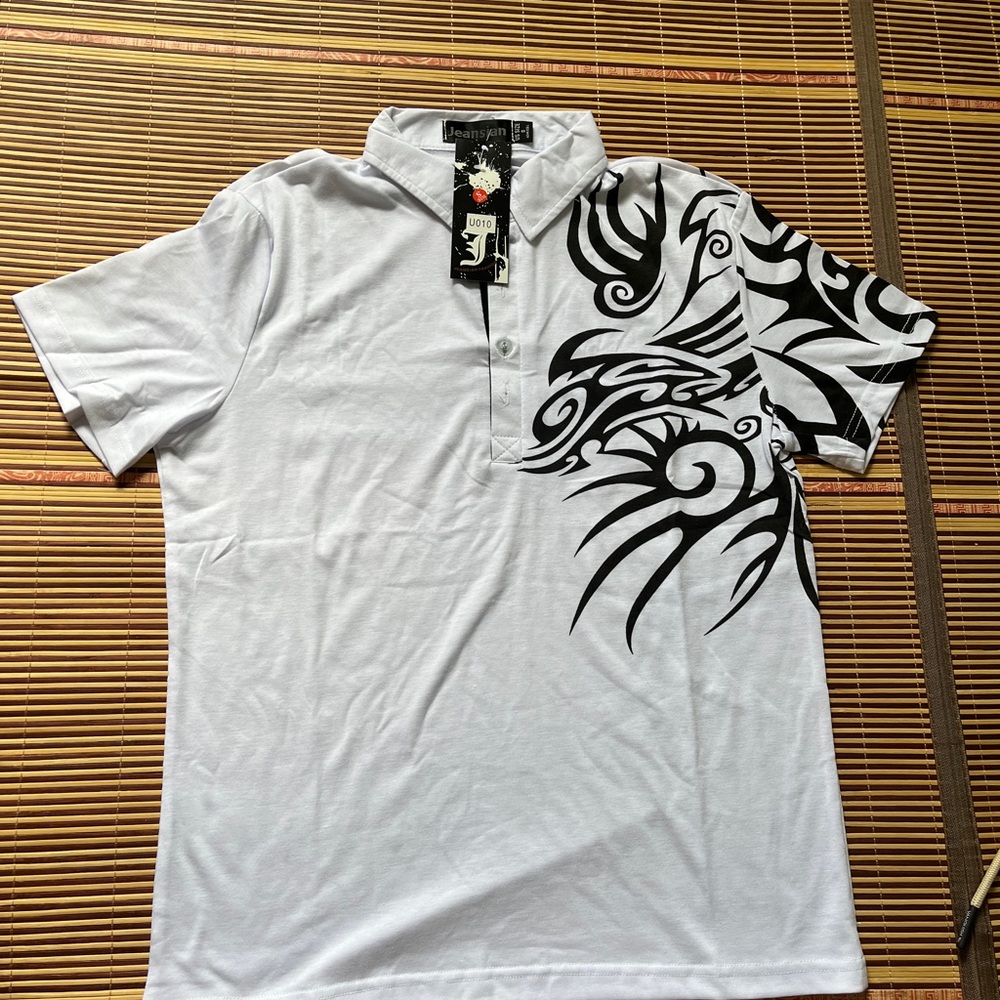 White Tribal Print Men's Shirt